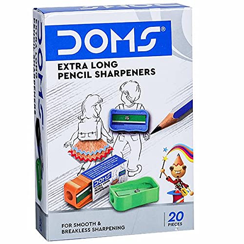 DOMS Non-Toxic Pencil Sharpener | Box Pack, 20 Pieces | Smooth & Breakless Sharpening