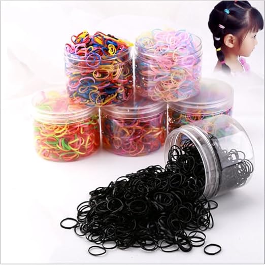 Disco Elastic Stretchy Rubber Bands | Colour 50 pcs in a box | Black 50 pcs in a box |Pack of 100 pcs | Hair Bands for Girls, black and colour sets