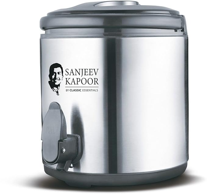 Sanjeev Kapoor by Classic Essentials Stainless Steel Vacuum Insulated Water Jug – 8.5 Litre Double Wall Thermoware Flask Jug, Hot & Cold Beverage Dispenser, Silver Thermoware Jug