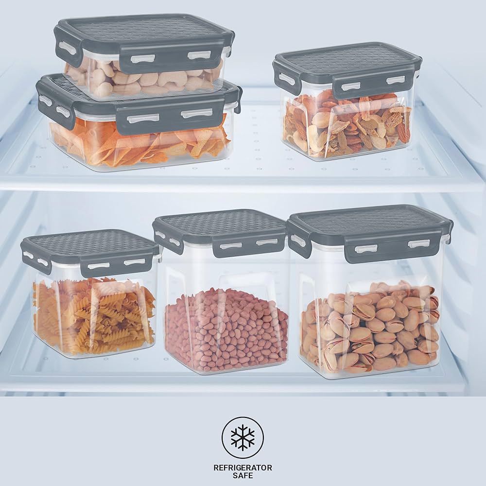 MILTON Lock It Modular Kitchen Container Setof 6, Airtight Lid | BPA-Free Food Grade | Four Side Lock Lid I Transparent, Stackable, Dishwasher Safe, Ideal for Dal, Pulses, Cereals