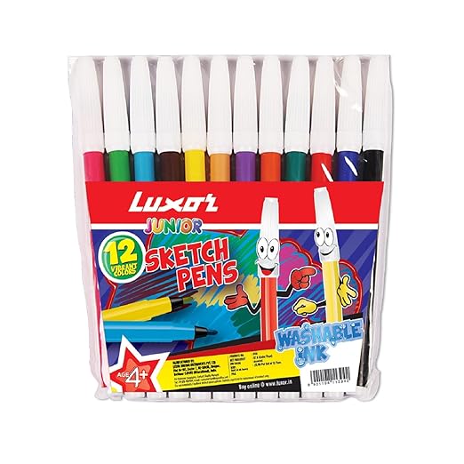 Luxor Junior Assorted Colour Sketch Pens,Pack Of 12 X 4,medium