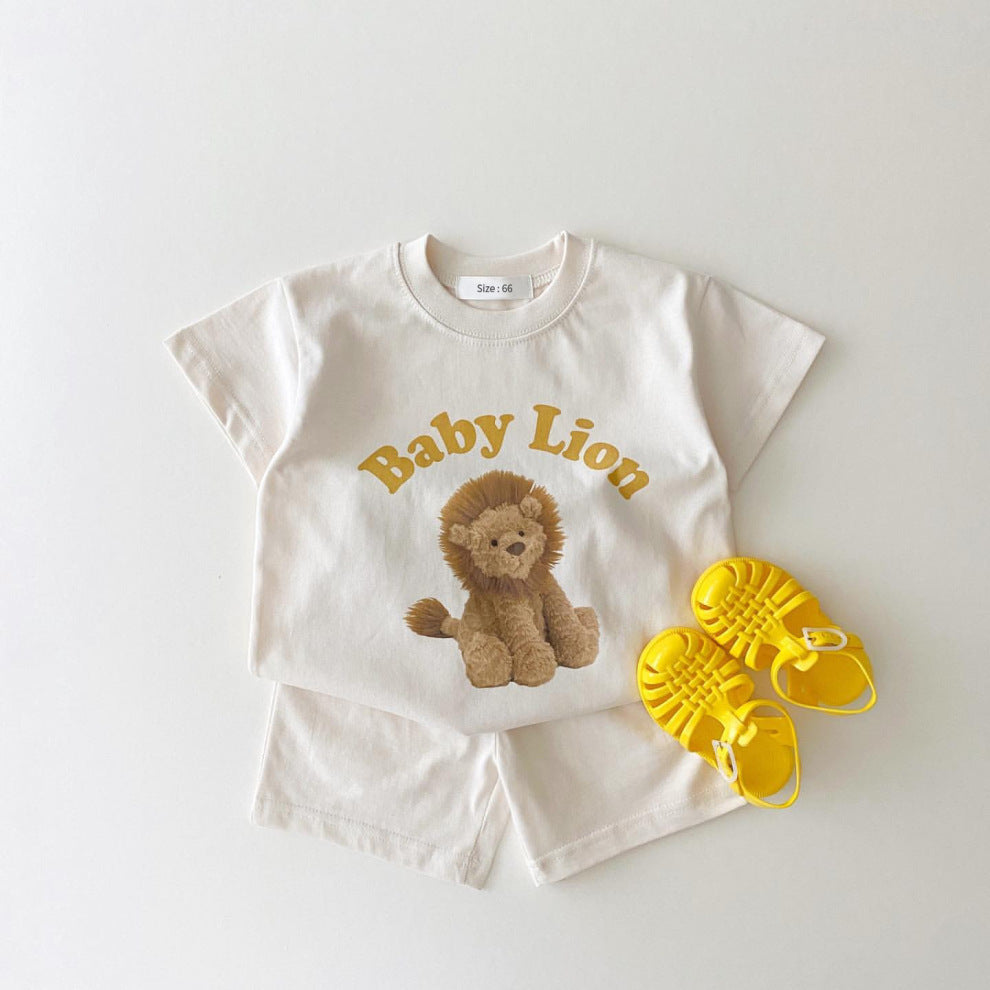 2pcs Baby Boy/Girl Animal Alphabet Print T-shirt with Pant Set
