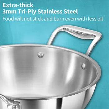 HAWKINS TRIPLY PRO DEEP FRY PAN WITH STAINLESS STEEL LID.