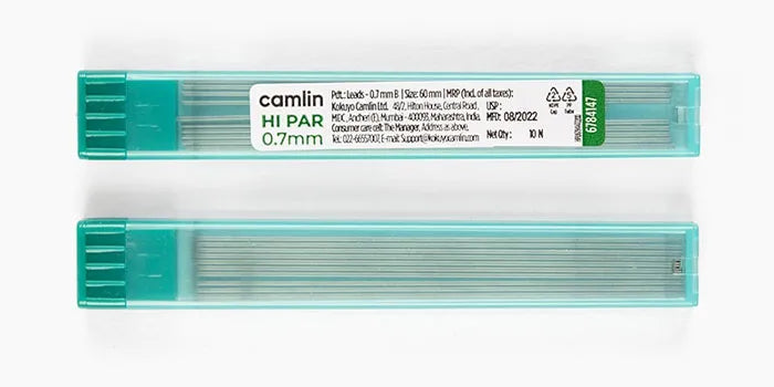 Camlin 0.7mm Hi-Par Pencil Lead, Black(Pack of 10) | 0.7mm Smooth & Dark Leads for Writing, Sketching & Exams | Break-Resistant, High Precision Refill