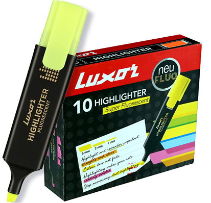 Luxor Highlighter Pens - Perfect For Note-Taking, Studying, And Office Use (Pack Of 10) - ONE COLOR FLUOROCENT