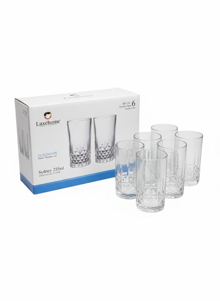 Glassware Water/Juice Glass - 6 Pieces, Transparent,255ml
