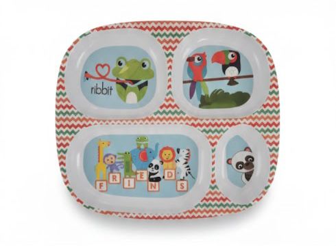KIDS PLATE 3 SECTIONA ND 4 SECTION WITH CARTOON CHARACTERS.