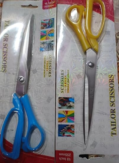 Sharp Stainless Steel Tailoring 10" scissor For Cutting Cloth and Fabrics| Set of 2 (Assorted colours)