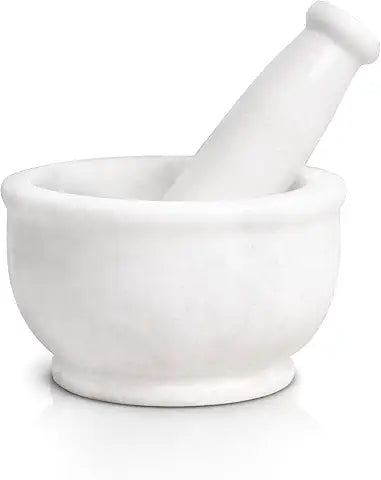 Premium White Marble Mortar and Pestle Set, for Grinding Spices and Herbs, Natural Traditional Grinder