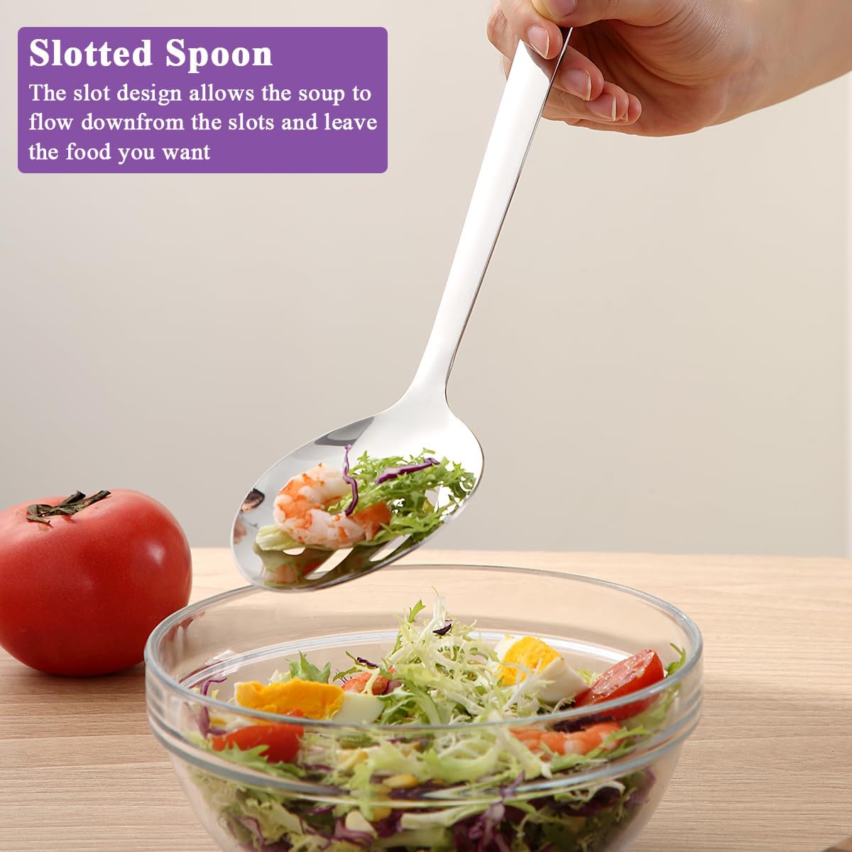 Indian Roots trendy S spoon oval Slotted| Ladle for Straining Pasta/Cooking/Frying, Metal Kitchen Utensils Pasta Spoon