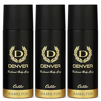 DENVER Hamilton Caliber Deodorant Body Spray - 165ML Each (Pack of 3) | Long Lasting Deodorant for Men