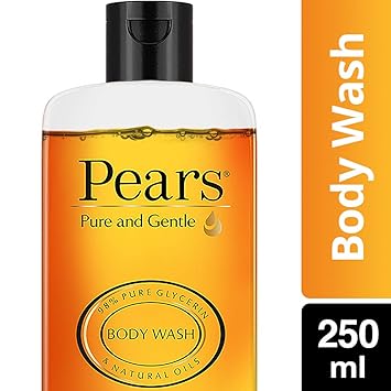 Pears Pure and Gentle Body Wash 250 ml, 98% Pure Glycerin, Liquid Shower Gel crafted with Natural Oils for Glowing Skin, Paraben Free & 100% Soap Free (Pack of 3)