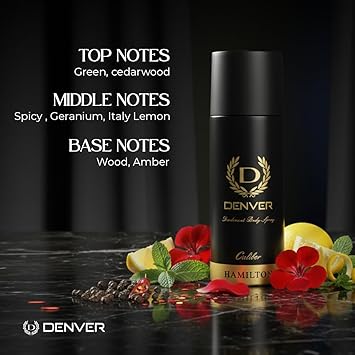 DENVER Hamilton Caliber Deodorant Body Spray - 165ML Each (Pack of 3) | Long Lasting Deodorant for Men