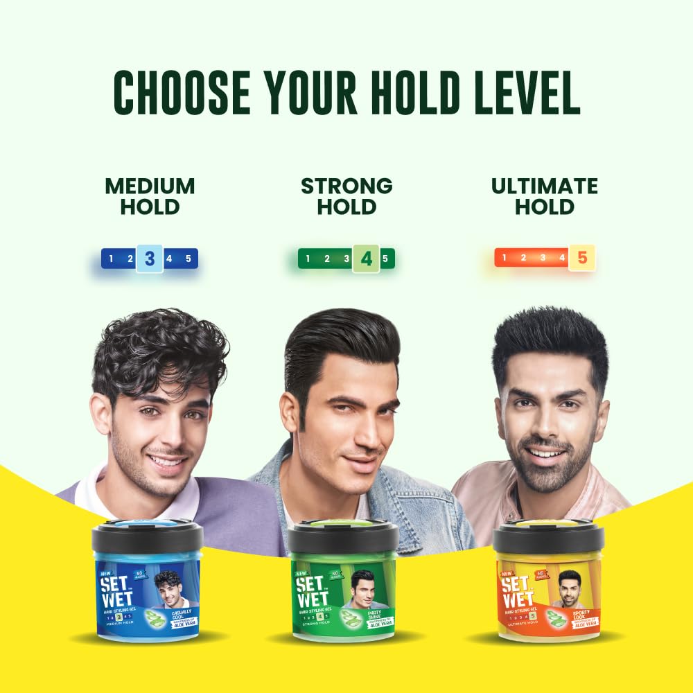 SET WET HAIR GEL  Styling Hair Gel for Men - Sport Extreme, 250gm | Medium Hold,Strong Hold,Extreme Hold, High Shine |For Short to Medium Hair| No Alcohol, No Sulphate
