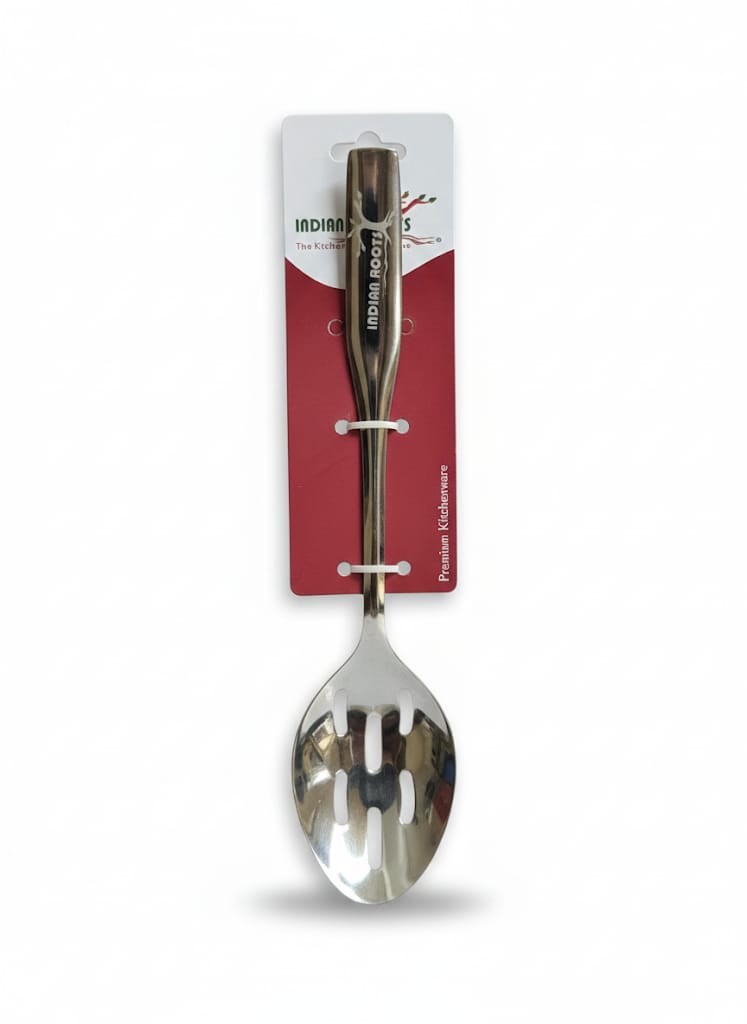 Indian Roots trendy S spoon oval Slotted| Ladle for Straining Pasta/Cooking/Frying, Metal Kitchen Utensils Pasta Spoon