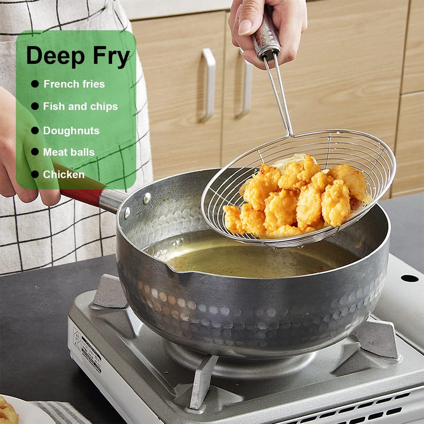 Indian Roots Stainless Steel Spider Strainer Skimmer, Professional Kitchen Pasta Strainer Spoon with Long Handle -Strainer Ladle Wire Skimmer Spoons for Cooking and Frying