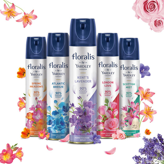 Yardley London Floralis Air Freshener Spray, Long Lasting Floral Fragrance For Home , Office| Home Fragrance Spray| 90% Naturally Derived| 210Ml (Pack Of 2)