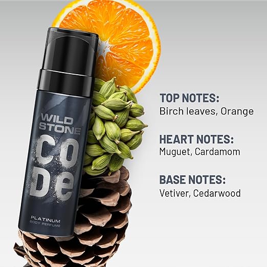 Wild Stone CODE Platinum Body Perfume for Men, 150ml/5.07OZ | No Gas Deodorant | Long Lasting Body Spray