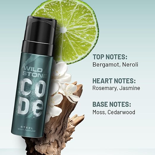 Wild Stone Code Steel Long Lasting No Gas Body Perfume For Men, 150Ml - Steel, Spray