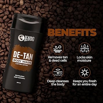 Beardo DeTan Body Wash  | Deep Cleansing, Tan Removal & Exfoliating Body Wash for Men | Perfect for Oily & Acne-Prone Skin