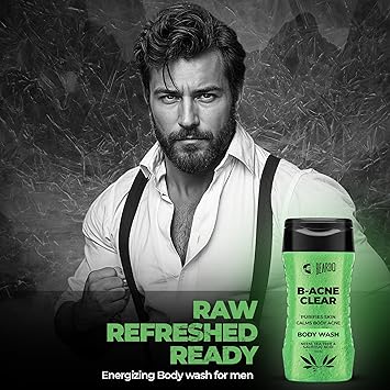 Beardo Body Acne Clear Body Wash for Men 200 ml | With Neem, Tea Tree and Salicylic Acid | Clean Clear Skin | For Body Acne and Skin Purification | B-acne