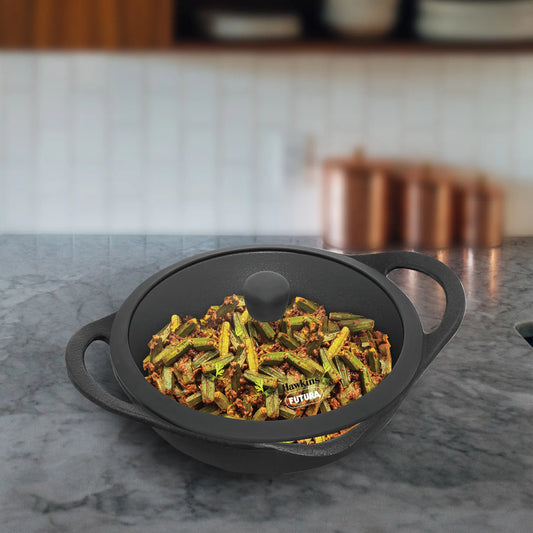 Futura Cast Iron Frying Pan 24 cm with Glass Lid