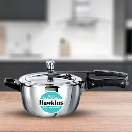 HAWKINS TRIPLY STEEL PRESSURE COOKERS.