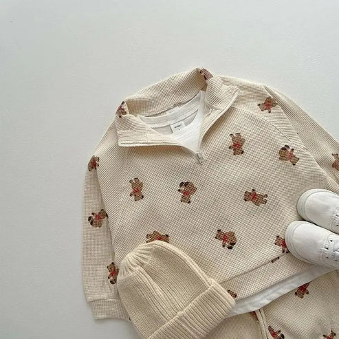 Mini bear waffle tracksuit
