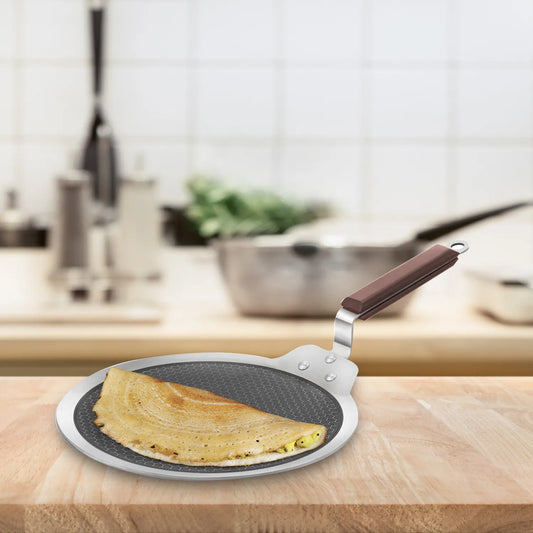 Hawkins Induction Compatible SS Tri-ply Dosa Tava with Shielded Nonstick 28 cm
