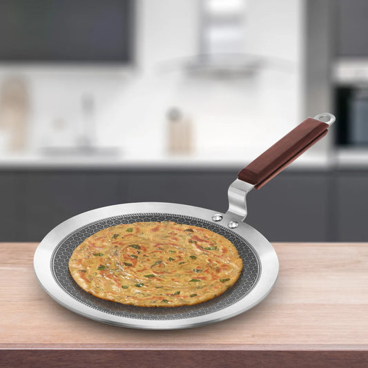 Induction Compatible SS Tri-ply Tava with Shielded Nonstick 26 cm