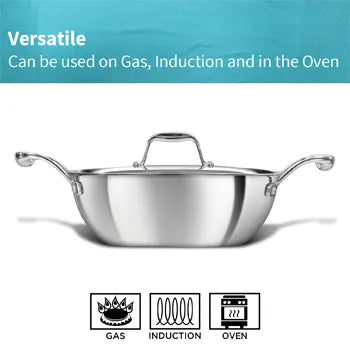HAWKINS TRIPLY PRO DEEP FRY PAN WITH STAINLESS STEEL LID.