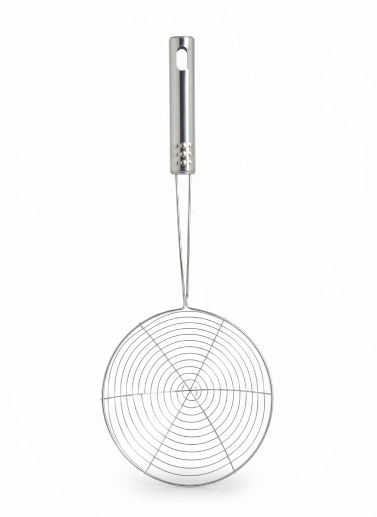 Indian Roots Stainless Steel Spider Strainer Skimmer, Professional Kitchen Pasta Strainer Spoon with Long Handle -Strainer Ladle Wire Skimmer Spoons for Cooking and Frying