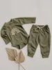 Cotton Rainbow Long Sleeve Pocket Bodysuits Pants Outfit Set